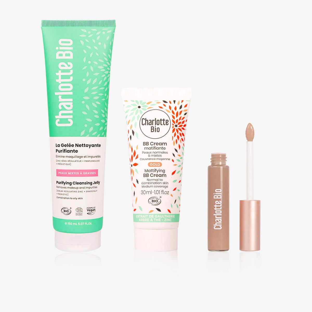 2026-23-3-Trio BB Crème + correcteur + gelée nettoyante purifiante - Charlotte Bio