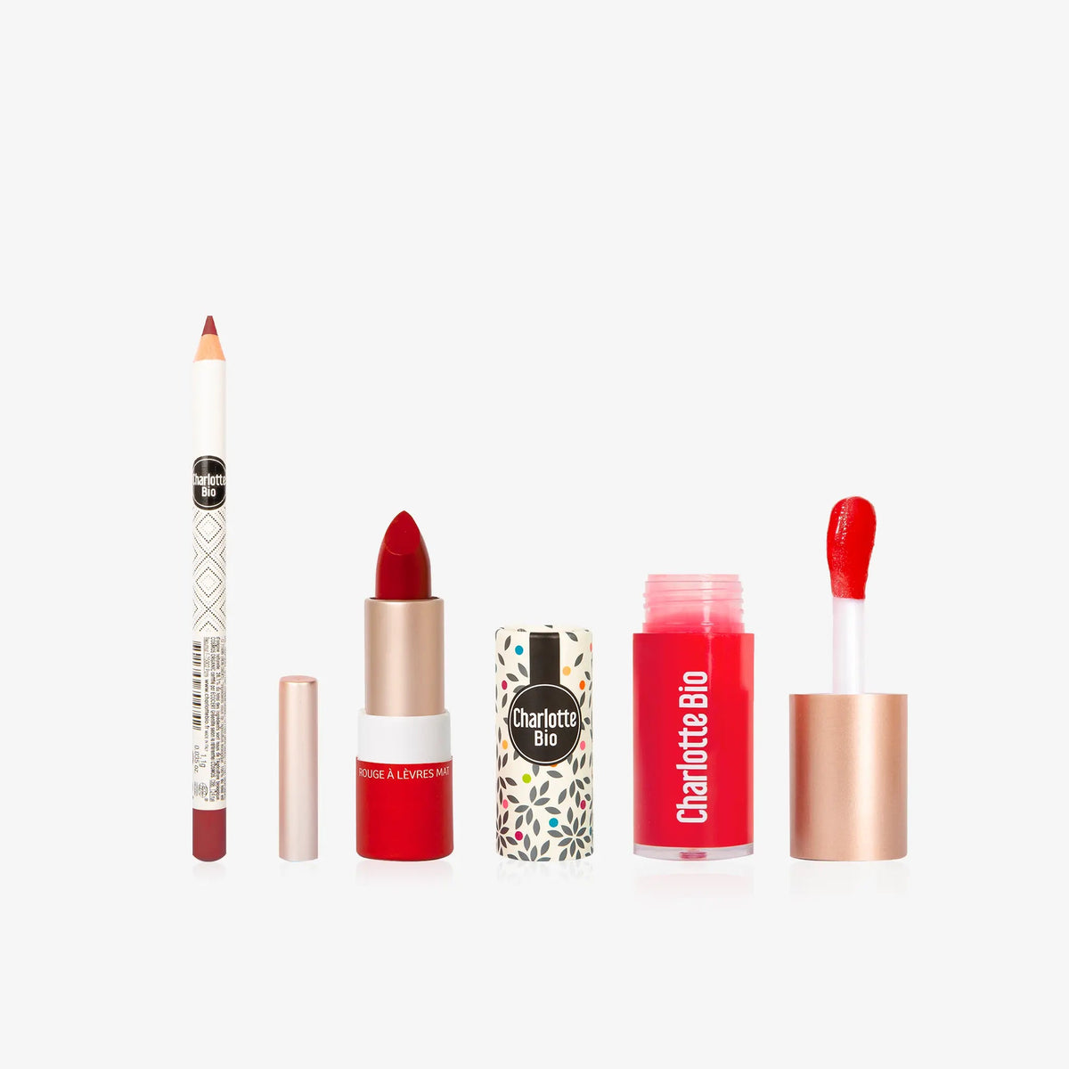 2025 - 32 - 3 - Trio lèvres : crayon, rouge à lèvres et huile à lèvres - Charlotte Bio